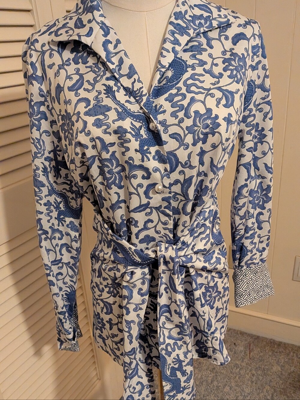 Patty Kim Blue and White Shirt Very Nice.